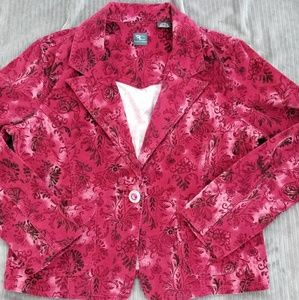 Adorable pink floral corduroy jacket size XL